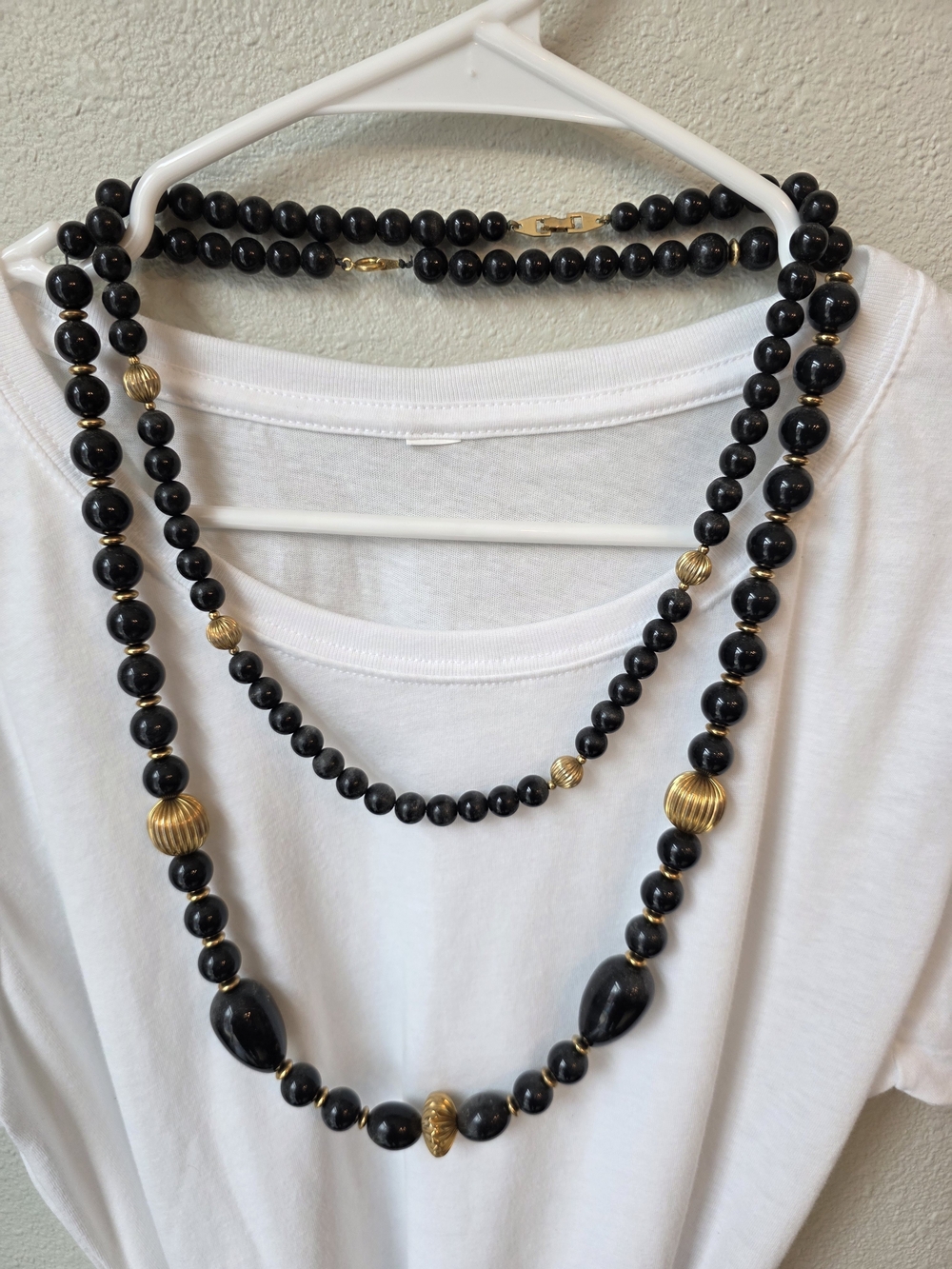 Elegant Black & Gold Bead Layered Necklace - Women Jewelry #26